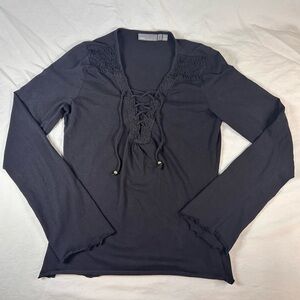 Mexx Women’s Lace Up Long Sleeve Top Blouse Junior Size Medium